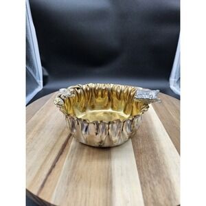 Vintage Hollywood‎ Regency ESC Heavy Silver plate 24kt Gold Lined Trinket Dish